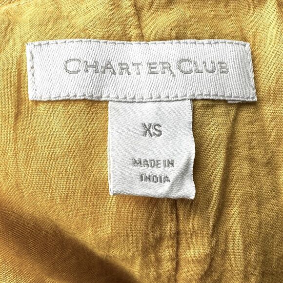NWT Charter Club 100% Cotton Maxi Kaftan Swim Coverup Dress Yellow Pink White XS - Picture 10 of 15